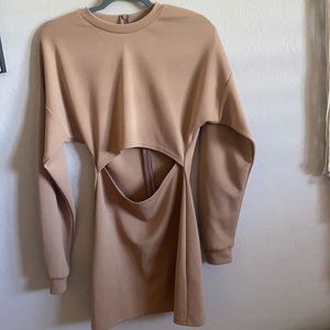 Tan mid cut dress